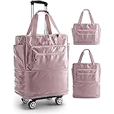 BAGSMART Rolling Duffle Bag with Wheels, Travel Duffel Luggage Bag for Women, Water Repellent Heavy Duty for Travel Camp, Pinkish-purple, Medium, 48L