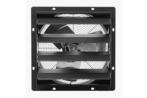 16-Inch Wall-Mounted Shutter Exhaust Fan with Adjustable Speed, Temperature Control, 2900 CFM Airflow, EC Motor, Timer Functi