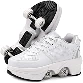 Roller Skate Shoes for Girls, Kids, Women, Men,Double-Row Skating Shoes,Retractable Wheels Sneakers,Adjustable Parkour Roller Skates,Deformation Sneakers Outdoor