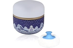 W M G WEMEGA WEMEGA Body Powder Case with Powder Puff Powder Container Tea Box for Baby and Women Powder Puff and Powder Case for Travel (Blue Sea)