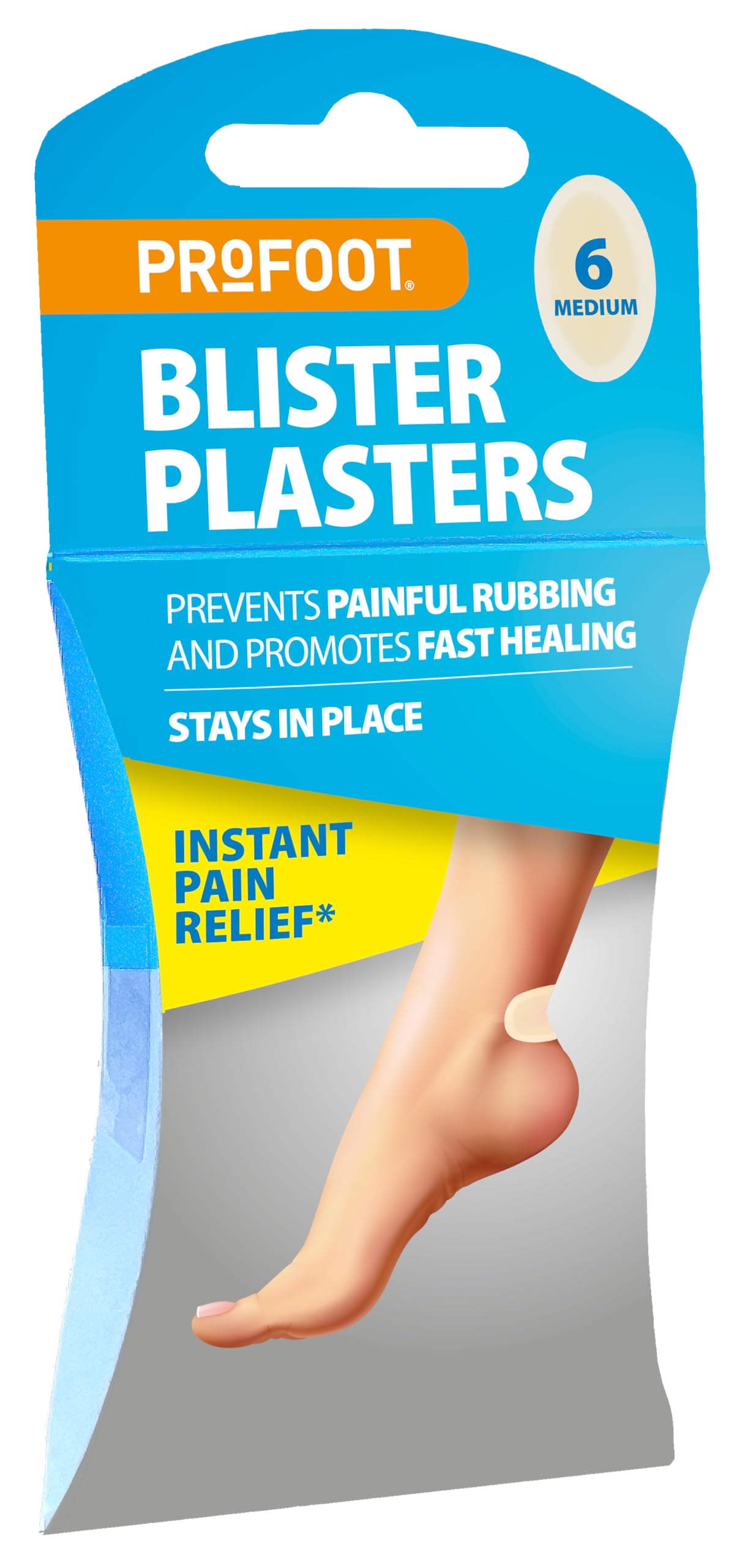 Profoot Blister Plasters - 6 Medium Hydrocolloid-Based Plasters - Ideal for Painful Blisters - Prevents Painful Rubbing - Instant Pain Relief - Stays in Place — image 1