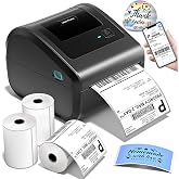 Omezizy Bluetooth Shipping Label Printer with 750 Pcs Labels | D450BT Thermal Label Printer 4x6 with Built-in Label Bin, Thermal Printers Come with 750PCS 4x6‬ Labels (250 Labels/Roll)