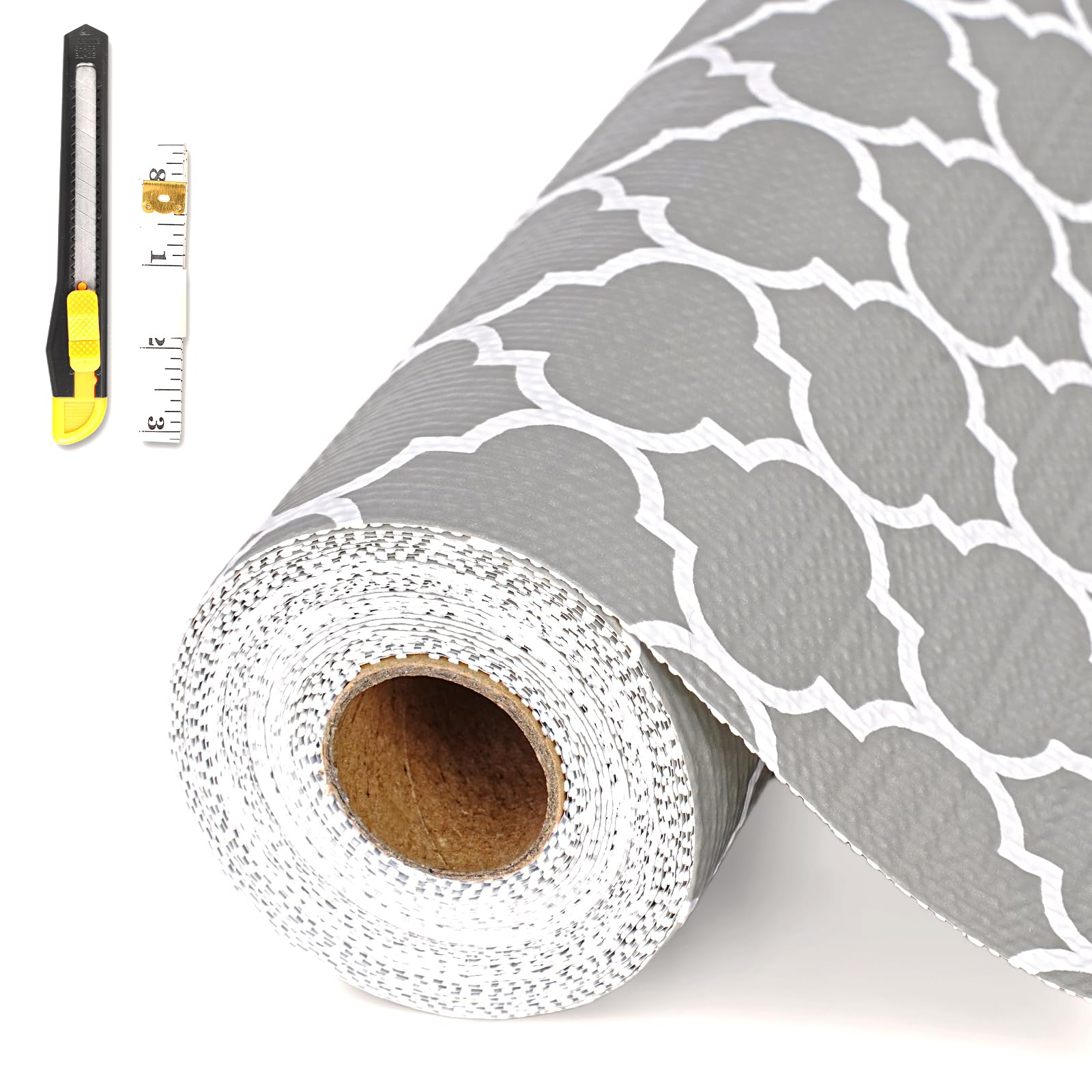 Drawer and Shelf Liner for Kitchen Cabinet,Non-Adhesive Cabinet Liner 12in x 30FT,Waterproof Shelf Paper Non-Slip Mats Cupboard Liners Contact Protect Dresser/Shelves/Table-Grey Lantern Image