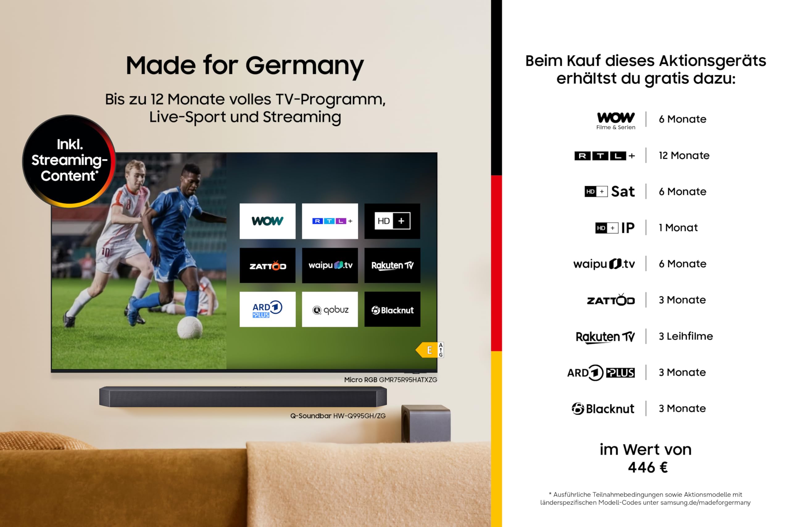 Samsung OLED S95H 4K 65 Zoll (163 cm), UHD Fernseher, Antireflexion mit Glare Free, OLED HDR pro, Ultimate Gaming Pack (NVIDIA G-SYNC & AMD FreeSync Pro) mit 165Hz, HDMI 2.1, Dolby Atmos, Smart AI TV 2