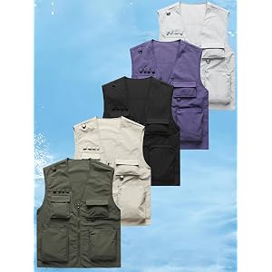 1Pack Men's Casual Outdoor Cargo Fishing Vest Multi-Pocket Utility All-Season Daily Urban Hiking Travel Plus Size Versatile