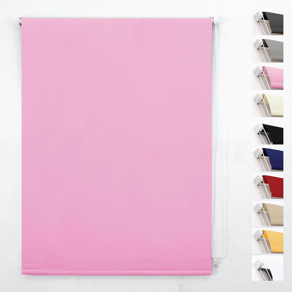 Funky Gadgets Pink Thermal Blackout Roller Blind 60cm x 210cm Easy Fit