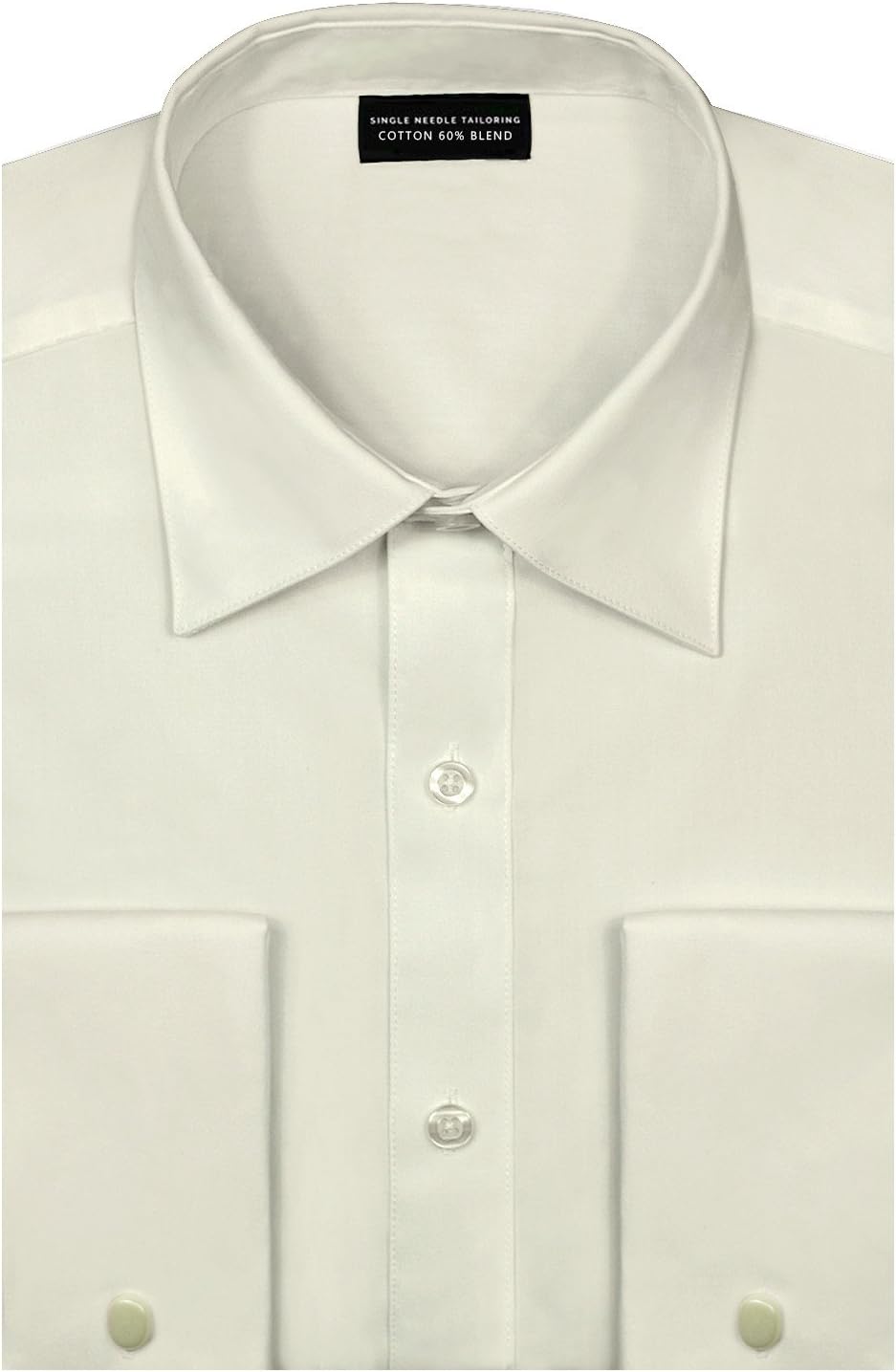 Men's Wide Point Collar Solid Color Classic Regular Fit Dress Shirt with French Cuff