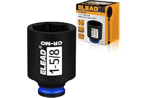 ELEAD 1/2" Drive Deep Impact Socket, 1-5/8 inch SAE 6 Point 1/2-inch Drive Impact Axle Nut Sockets, CR-MO Nut Socket Set, Oil Filter Sockets, Tools for Easy Removal of Axle Shaft Nuts