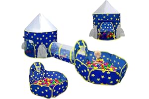 PigPigPen 3pc Kids Play Tent for Boys with Ball Pit, Crawl Tunnel, Princess Tents for Toddlers, Baby Space World Playhouse Toys, Boys Indoor& Outdoor Play House, Perfect Kid’s Gifts