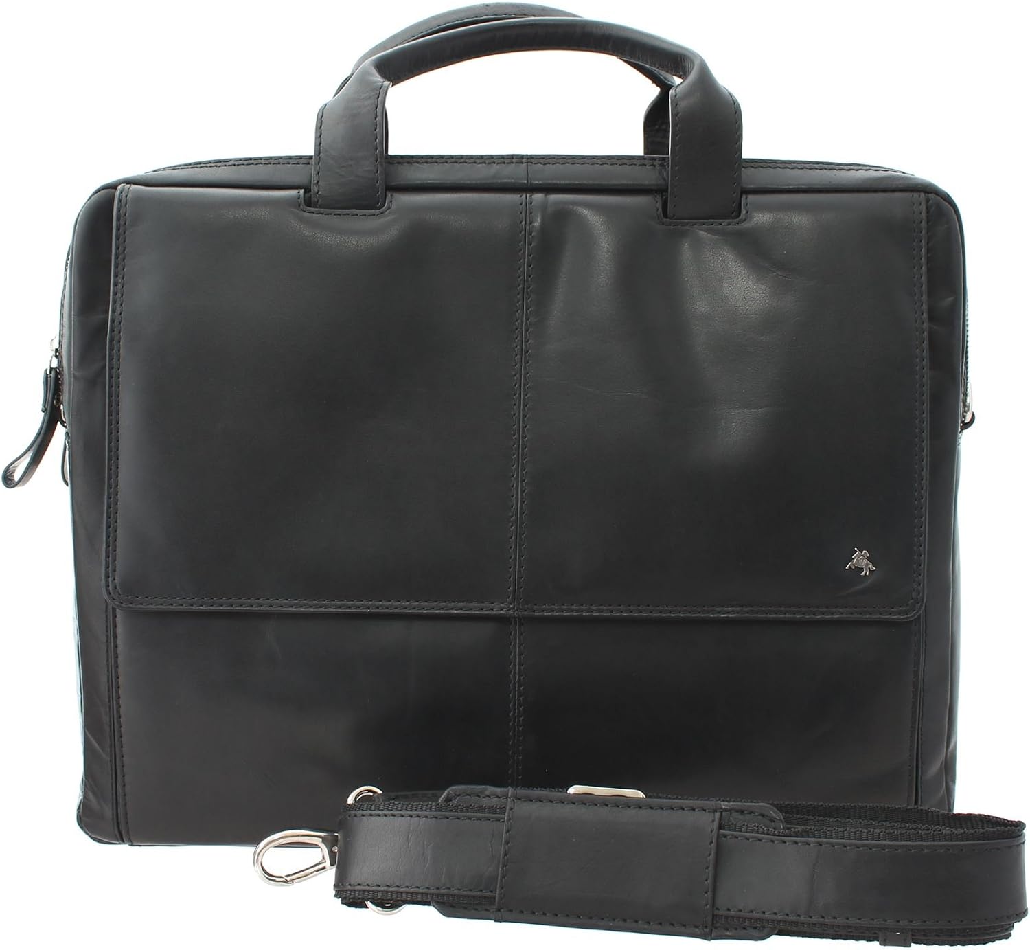 VISCONTI ANDERSON Leather Briefcase/Business Bag With Removable Laptop Sleeve - ML24 Black, Black and Silver - Image 4