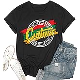 Eatbook Black History Shirts for Women Black History Month Shirt Funny Culture Letter Print Graphic Tee Tops Short Sleeve