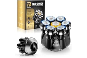NIWUIO Head Shaver for Bald Men: Electric Bald Razor -IPX7 Wet Dry Shaving- 7 Floating Heads for Ultimate Comfort - Rechargeable Grooming Kit for Scalp/Face/Beard-Close Shaving