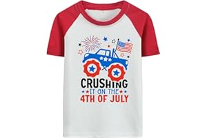 Rimyaw Boys 4th of July Shirt Dinosaur Monster Truck Excavator Tees Toddler American Flag Independence Patriotic Kids T-Shirt