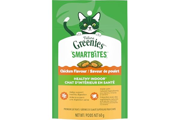 GREENIES Feline SMARTBITES Cat Treats Natural Dental Care, Chicken Flavour, 2.1oz Pouch