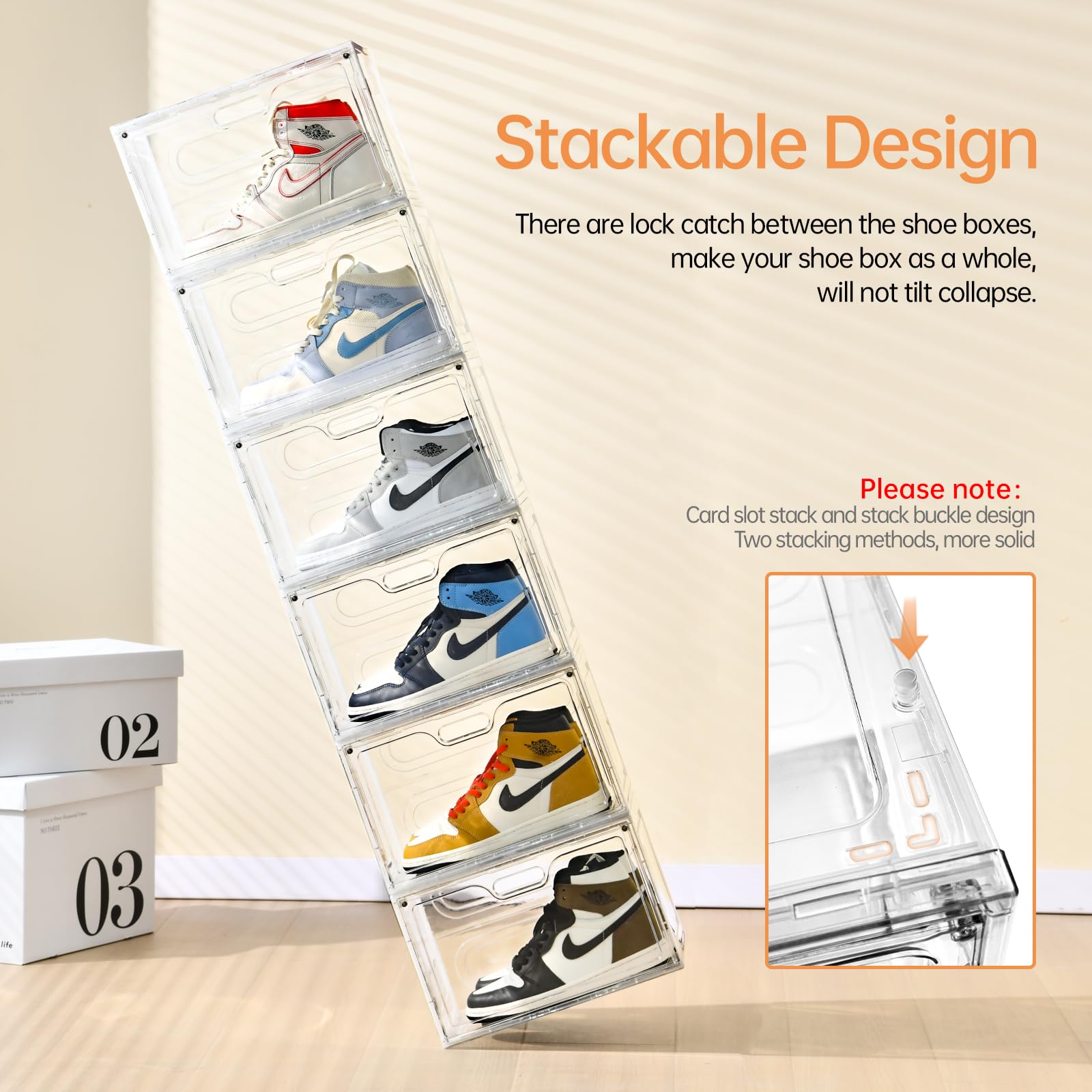 Mua 8 Pack Shoe Boxes Clear Plastic Stackable, Large Shoe Storage ...