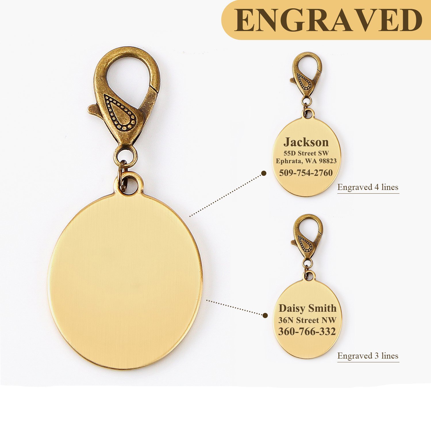 Personalized Dog Tags for Dogs Engraved, Premium Brass Custom Pet ID Tags for Small Medium Large Dog Breeds (Bull Dog)