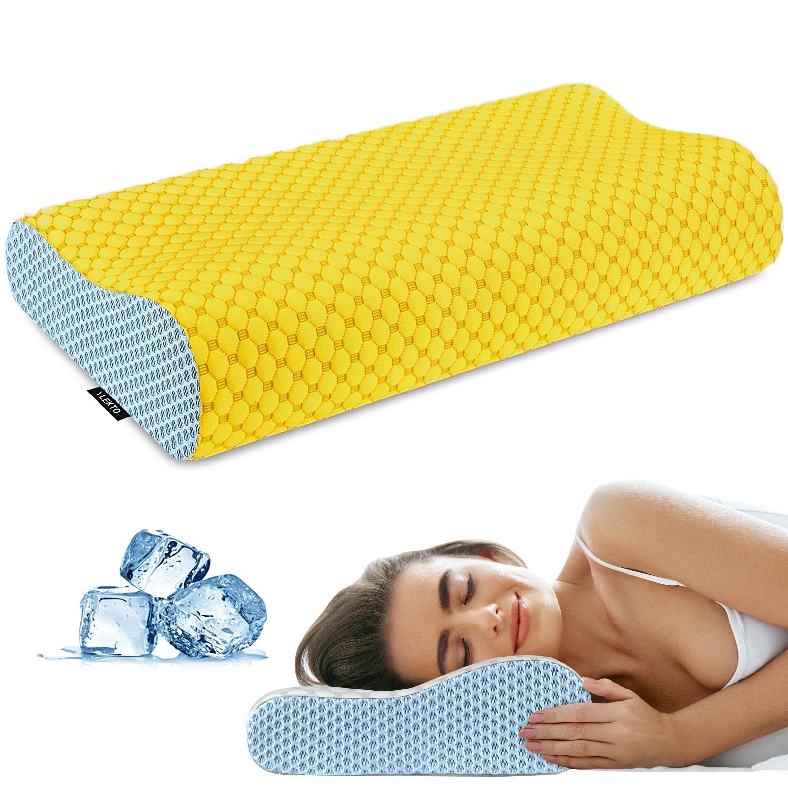 Cervical Pillow for Neck Pain Relief, Contour Memory Foam Pillows for Sleeping, Odorless Ergonomic Pillow Adjustable Orthopedic Cooling Pillow Bed Pillow Neck Support for Side Back Stomach Sleepers