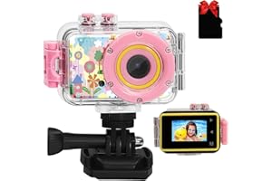 ASIUR Kids Waterproof Camera Underwater Camera Toys for Girls Boys Age 3-8, 1080P Toddler Video Camera Gift - Children Portable Sports Camcorder for Outdoor Riding Skating Jumping with 32GB TF-Card