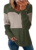 Dokotoo Womens Long Sleeve Tops V Neck T Shirts