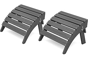 KINGYES Folding Adirondack Ottoman Set of 2 for Adirondack Chair, Grey