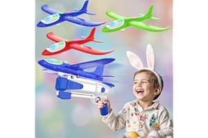 Wesfuner 3 Pack Foam Airplane Launcher Toys, Ultra Long Gliding Distance, Kids Flying Toy, Boys Girls Birthday Gifts, Outdoor Sport Party Favor
