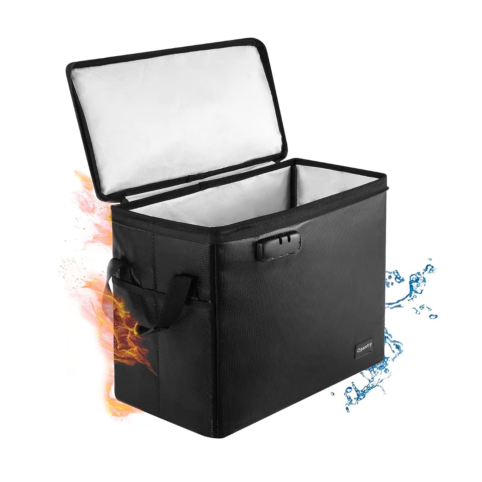 Fireproof Comic Book Storage Box 15.5" X 7.8" X 11.6",Fireproof & Water-Resistant Comic Short Document Box (2200℉) with Zipper and Lock Holds 150-175 Comics Heavy Duty Comic Book Bin Container