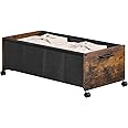 FOUCSSOMEI Under Bed Storage with Wheels, Bigger Size, Wooden Under Bed Storage Containers, Under Bed Shoe Organizer, Rolling Under Bed Drawers, Metal Frame, Patented Design