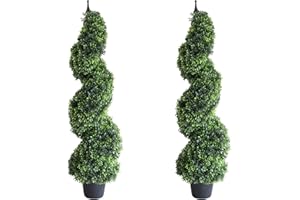 Damomo Artificial Topiaries Outdoor Boxwood Trees, Spiral Topiary Tree 3.6 ft(2 Pieces) Faux Topiary Tree Outdoor Feaux Plant for Decorative Indoor/Outdoor/Garden (43inch)