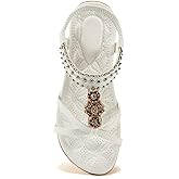 Alicegana Dressy Womens Sandals Summer: Comfortable Jeweled Bohemian Flats Sandals Women for Vacation &amp; Wedding - Casual Walking Woman Shoes with Elastic Ankle Strap