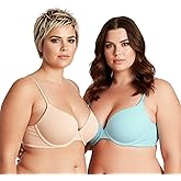 Curve Muse Women's Light Lift Add 1 Cup Push Up Underwire Convertible Tshirt Bra
