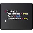 Funny Joke Programming If Coding Headphones Focus Mouse Pad - IT Support, Computer Science - Software Developer Gift - 9.5 x 7.8 Inch Mouse Mat