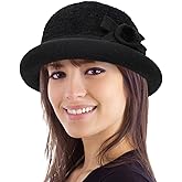 Women Winter Knit 1920s Vintage Bucket Bowler Hat Round Brim Warm Hat
