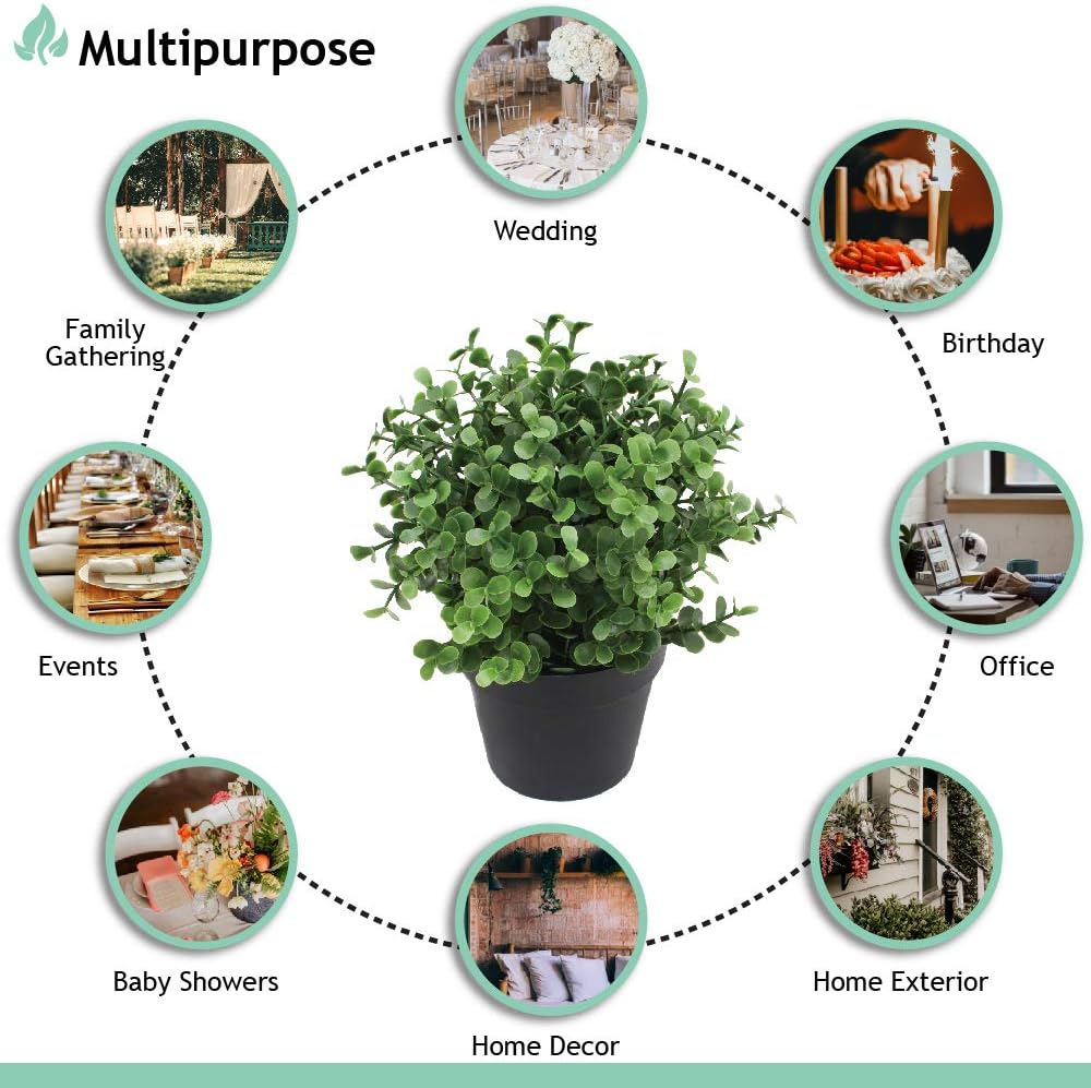 SunnyRoyal Artificial Mini Pant Potted Topiary Fake Buxus Boxwood Plants in Pot for Home/Indoor/Outdoor Décor 1 Pack -