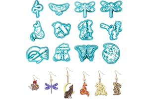 ORIGACH 12 Pcs Forest Animals Polymer Clay Cutters, Wildflowers Design Clay Cutters for Polymer Clay Jewelry Earrings with a 