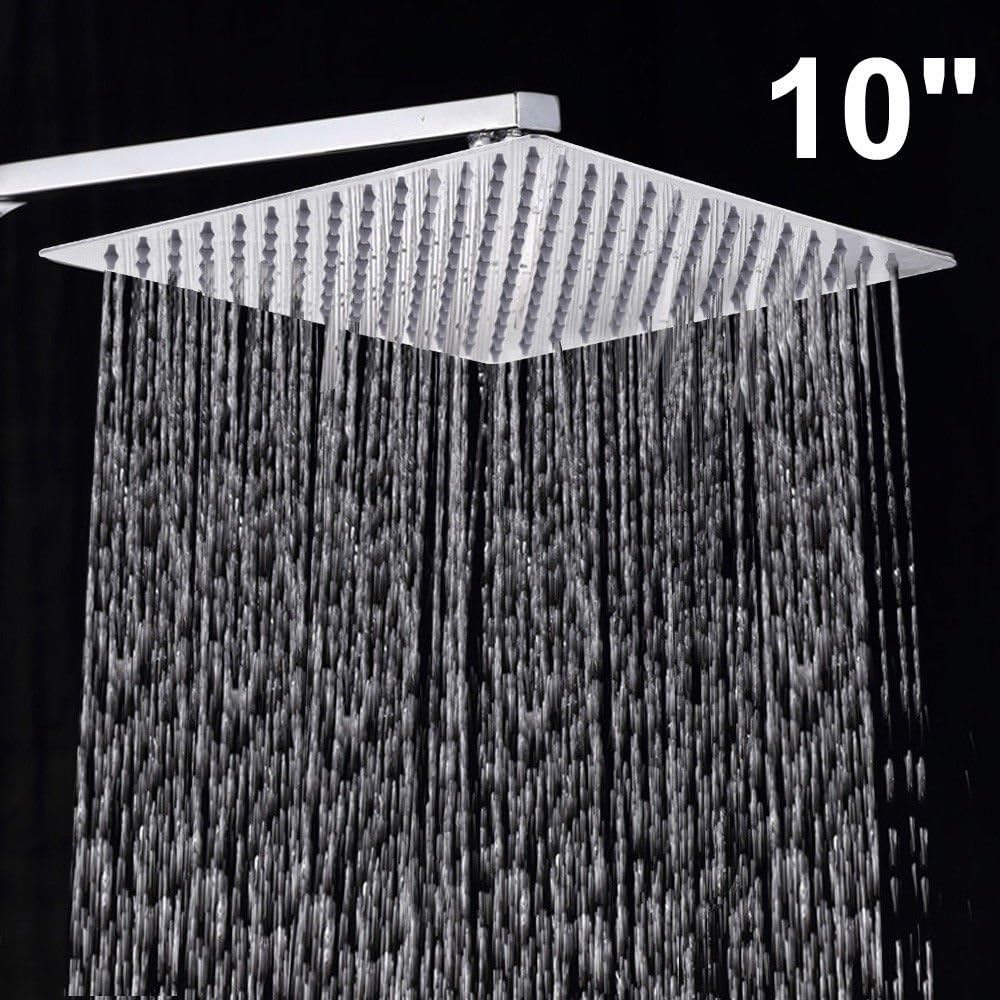 Modern 10'' Square Stainless Steel Rain Shower Head With A Rainfall Feelling Perfect For Your Home Bathroom
