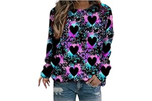 MFNDVD Womens Valentines Day Shirt Love Heart Graphic Sweatshirts Cute Floral Long Sleeve Tops Funny Holiday Tshirt