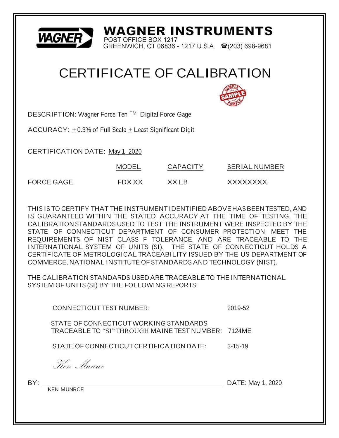 Wagner Instruments FDX Digital Force Gauge 100 x 0.1 lbf tillescenter