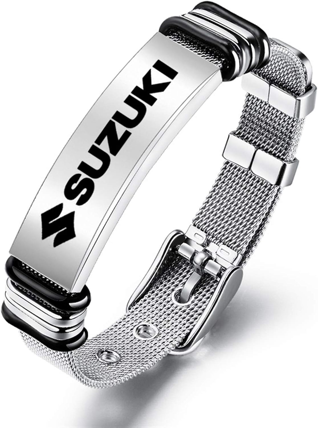 YHUISEN 2021 Trendy Motorcycle Logo Wrist Band Bracelet White Steel Chain Jewelry for SUZUKI