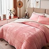 3-Layer Luxury Flannel Fleece Thick Bed Blanket Full Queen Size Blush Pink, Soft Plush Velvet Sherpa Blanket Set with 2 Pillow Shams Heavy Warm for Winter, Breathable n Washable, Pink