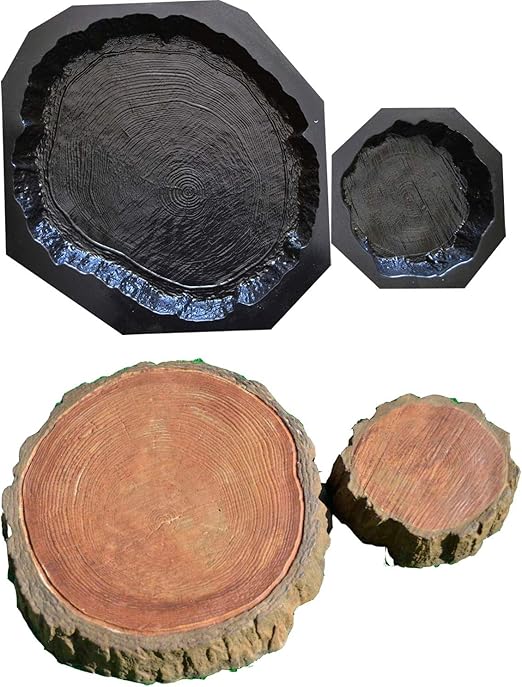 Set of 2 Stepping Stone Log Slab Mold Concrete Cement