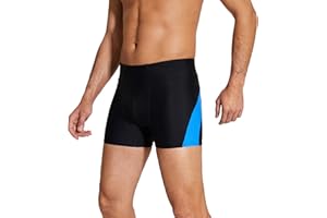 DEVOROPA Men's Athletic Swim Jammers Square Leg Compression Swim Brief Trainning Swimsuit Quick Dry Bathing Swimming Shorts