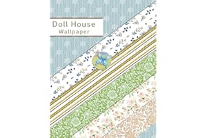 DOLLHOUSE Wallpaper Book: Miniature Blue, Pink Floral and Vintage Wall Papers 1:12 for Decorating Model Homes and Dollhouse B