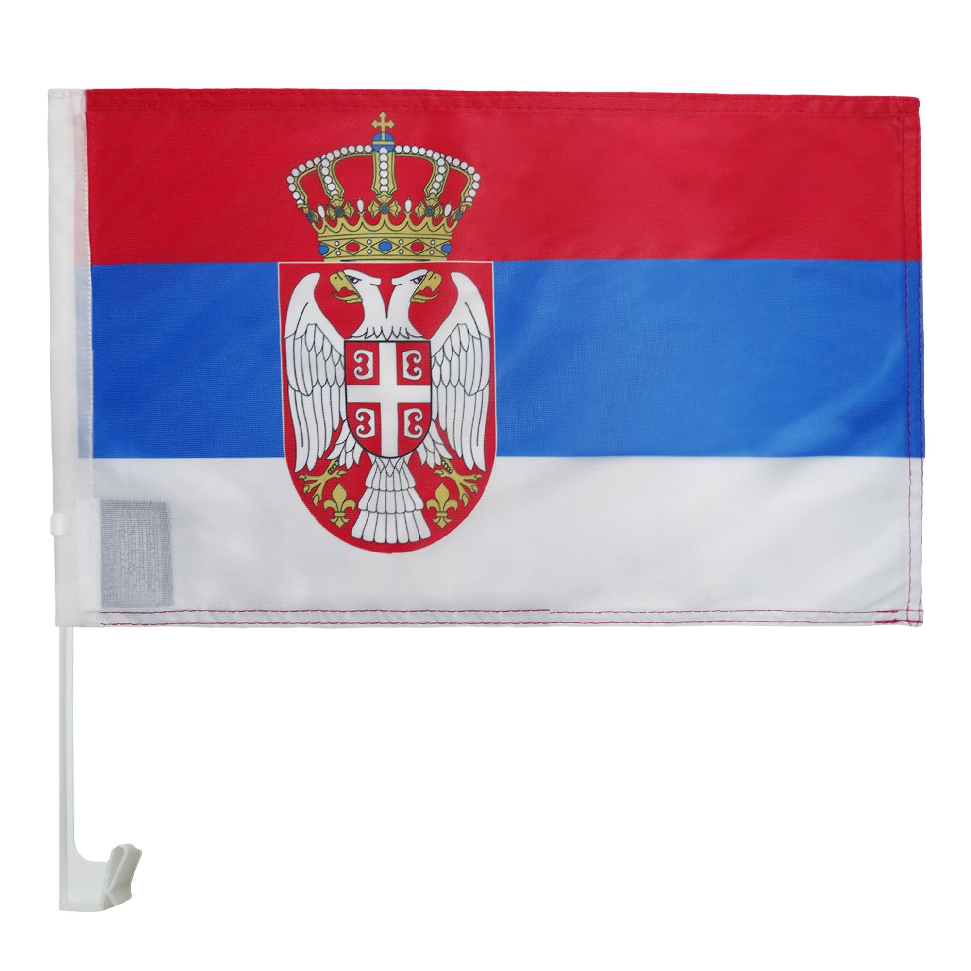 AZ FLAG Serbia Car Flag 18'' x 12'' - Serbian Car flags 30 x 45cm - Banner 18x12 INCHES PLASTIC STICK — image 1