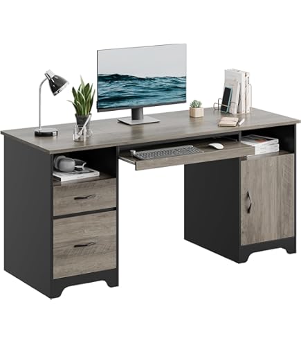 Amazon.com: Bestier 59” Computer Desk with 4 Drawers, Office Desk