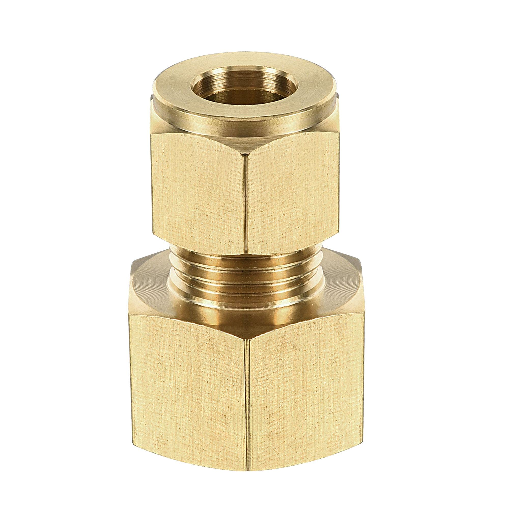 sourcing map Compression Tube Fitting G1/2 Female Thread x 10mm Tube OD Straight Coupling Adapter Brass