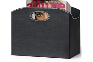 EZDeco Magazine Holder Foldable Magazine Rack Floor PU Leather File Holder Newspaper Book Storage Magazine Basket Document File Folder Organizer for Office Home Christmas gifts