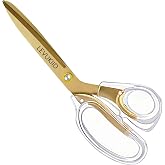 LEVUKIID 9.5 Inch Large All Purpose Scissors For Office, Titanium‑Coated Stainless Blades, Ergonomic Handle Craft Scissors, for Office Home School Craft Household Use/Gold