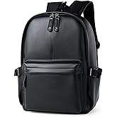 MATE ELAN Pu Leather Laptop Backack For Men Women Classic Water-Resistant Purse Airplane Travel Backpacks Work Business Bag Black