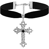 Sacina Gothic Black Velvet Cross Choker, Gothic Necklace, Goth Jewelry, Christmas Jewelry Gift for Women