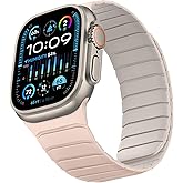 Sixmoat Double Sided Reversible Band Compatible with Apple Watch 49mm 46mm 45mm 44mm 42mm, Magnetic Wristband Soft Silicone Straps for iWatch Ultra 3 2 1 SE Series 11 10 9 8 7 6 5 4 3, Starlight Pink